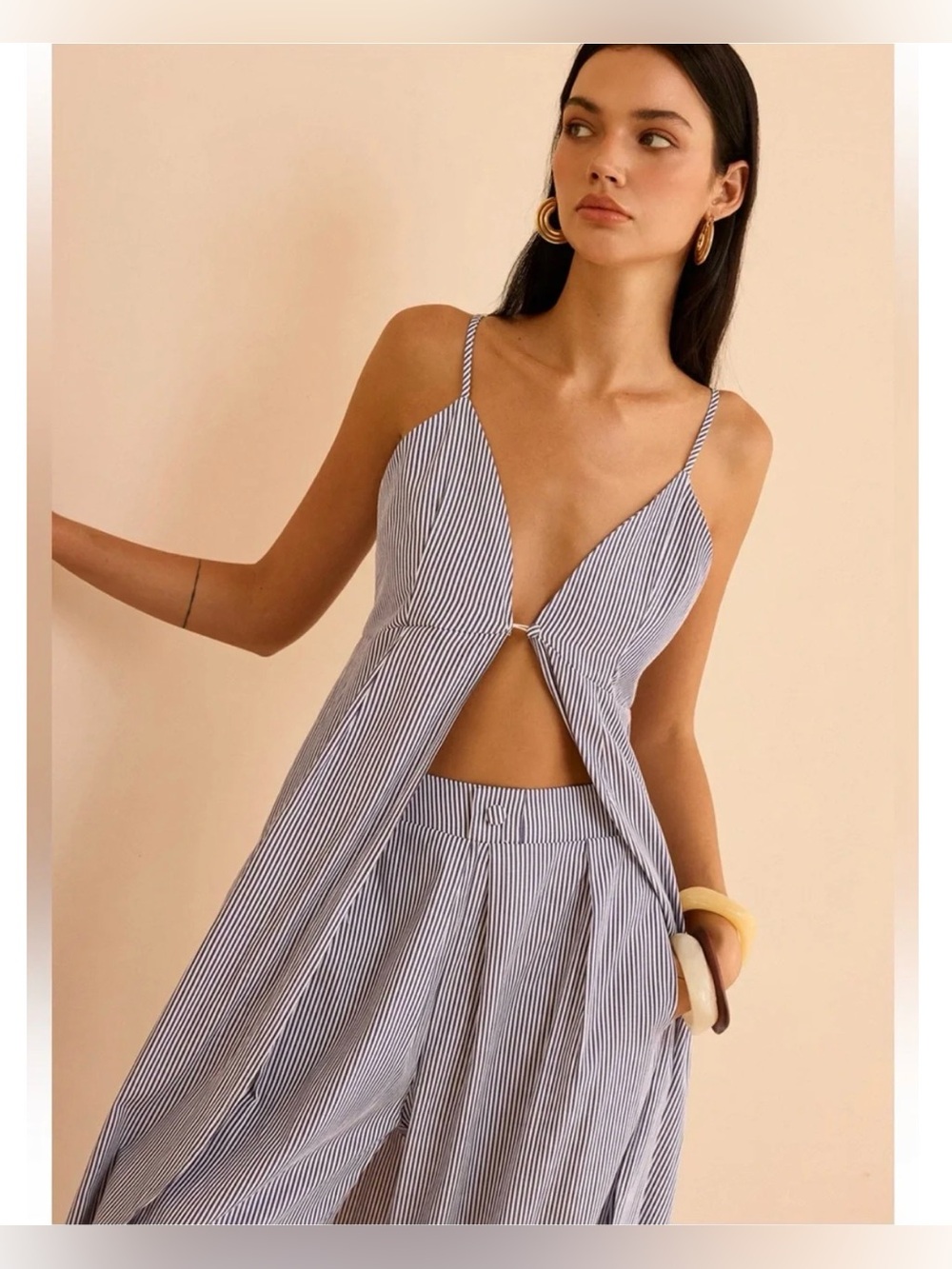 NWT Commense Striped Wide-Leg Pant & Tunic Set, Medium - Picture 4 of 14